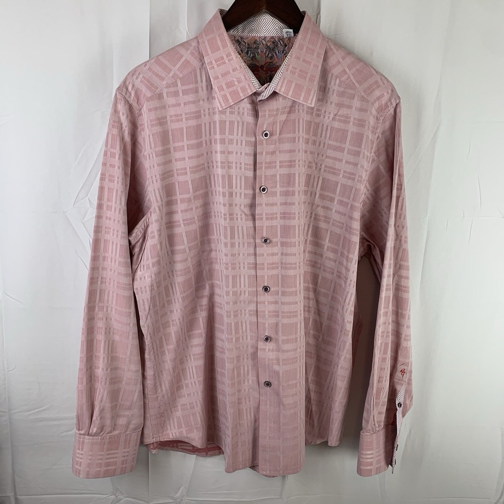 Robert Graham Classic Fit Flip Cuff Shirt Pink Striped Button Up Men XL